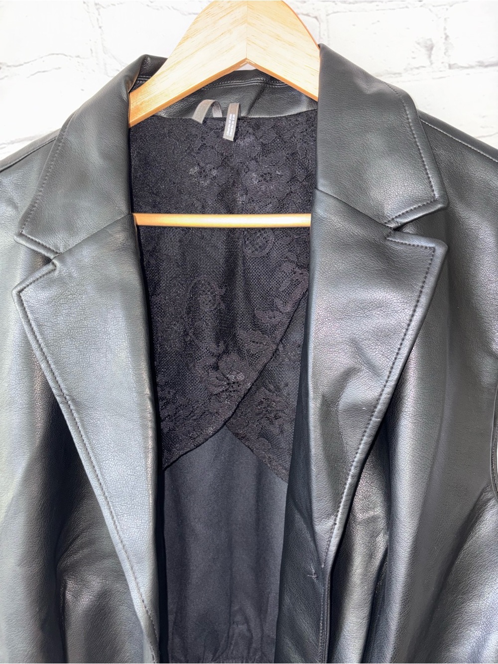 Anthropologie Black Faux Leather Blazer Romper Sleeveless Belt Pockets NWT $178 - Picture 11 of 16